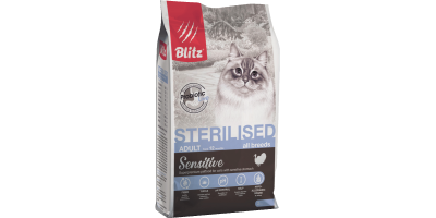 Blitz Sensitive Индейка для взрослых стерилизованных кошек,2кг.